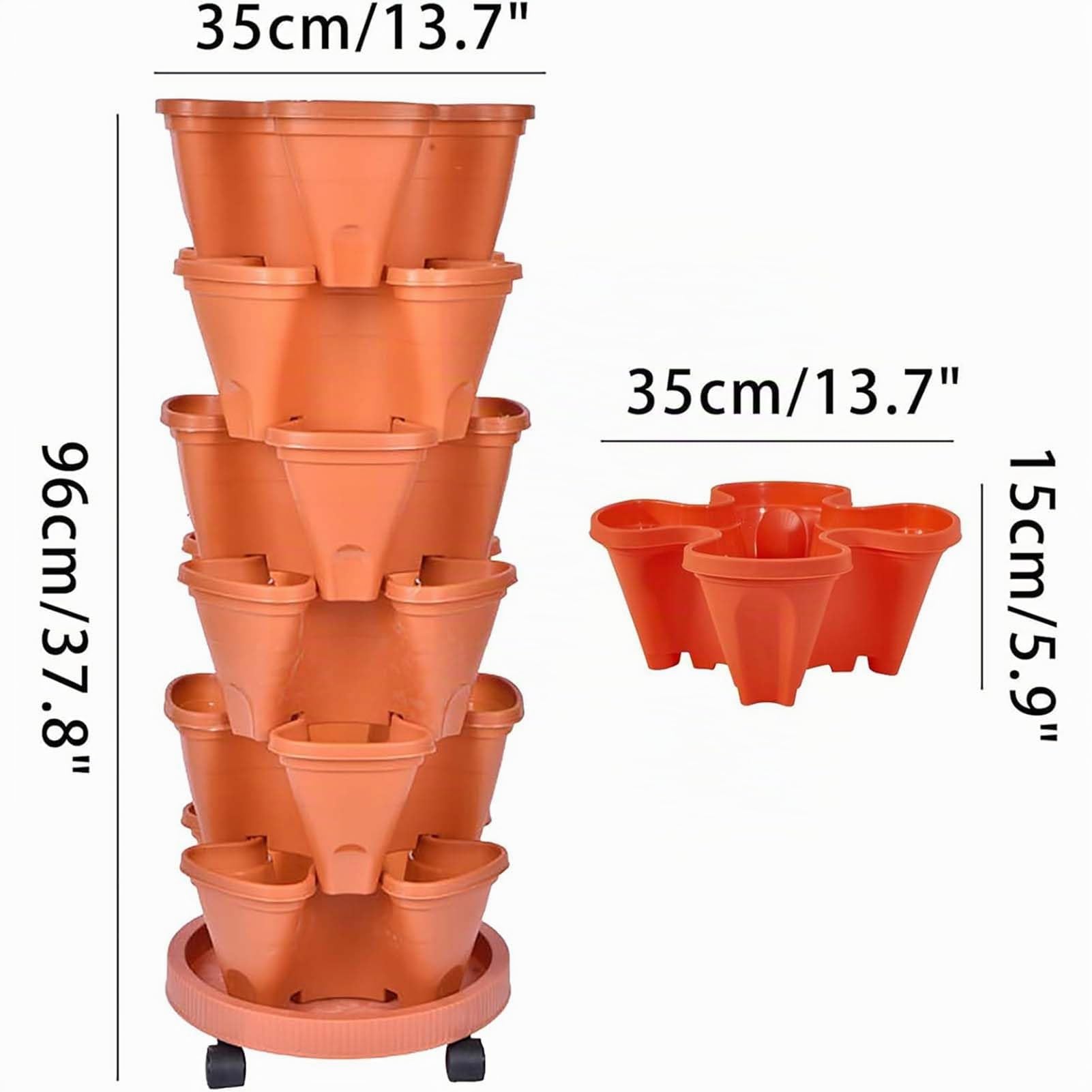 Generico Fragole Verticale da Giardino 6 Ripiani Impilabile Vaso Trifoglio per Fiori Rampicanti Piante Fioriera da Balcone Regolabile Plastica Grande Porta Piante da Esterno ed Interno,B