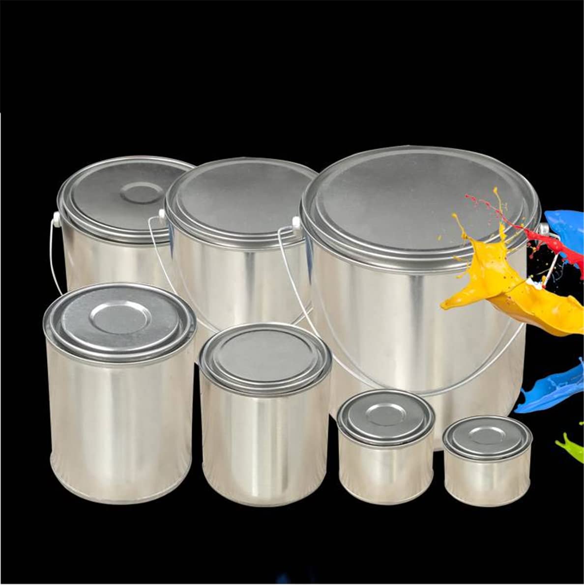 Amazon.co.jp: UXOWOXU 0.2L 空の金属製ペイント缶 蓋付き Sサイズ 空