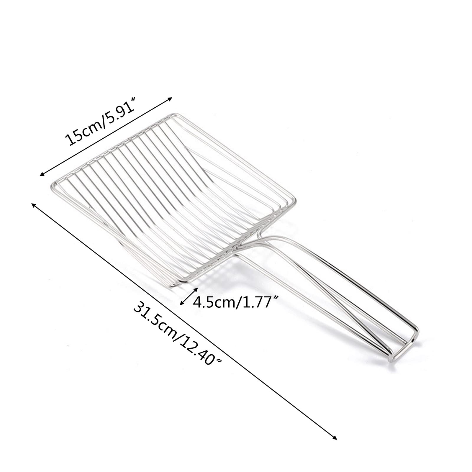 Paletta Per Lettiera Gatti In Acciaio Inox - Manico Lungo Ergonomico, Dimensioni 25,5 X 10,7 Cm, Portatile Per Casa E Viaggi