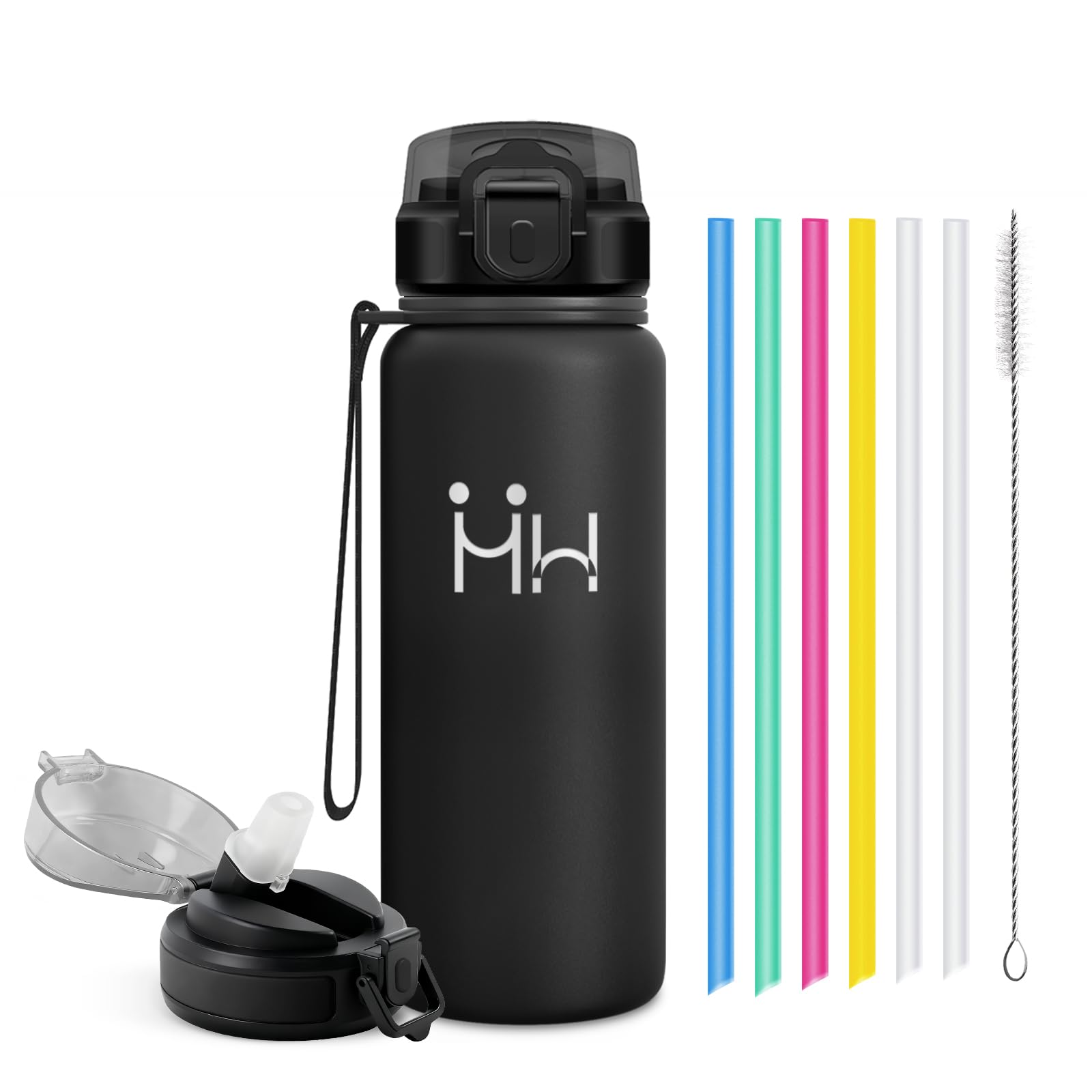 JAPORIA Stainless Steel Water Bottle 750 ml, Thermal Water Bottle with Straw, BPA Free, Leakproof, for Bicycle, School, Fitness