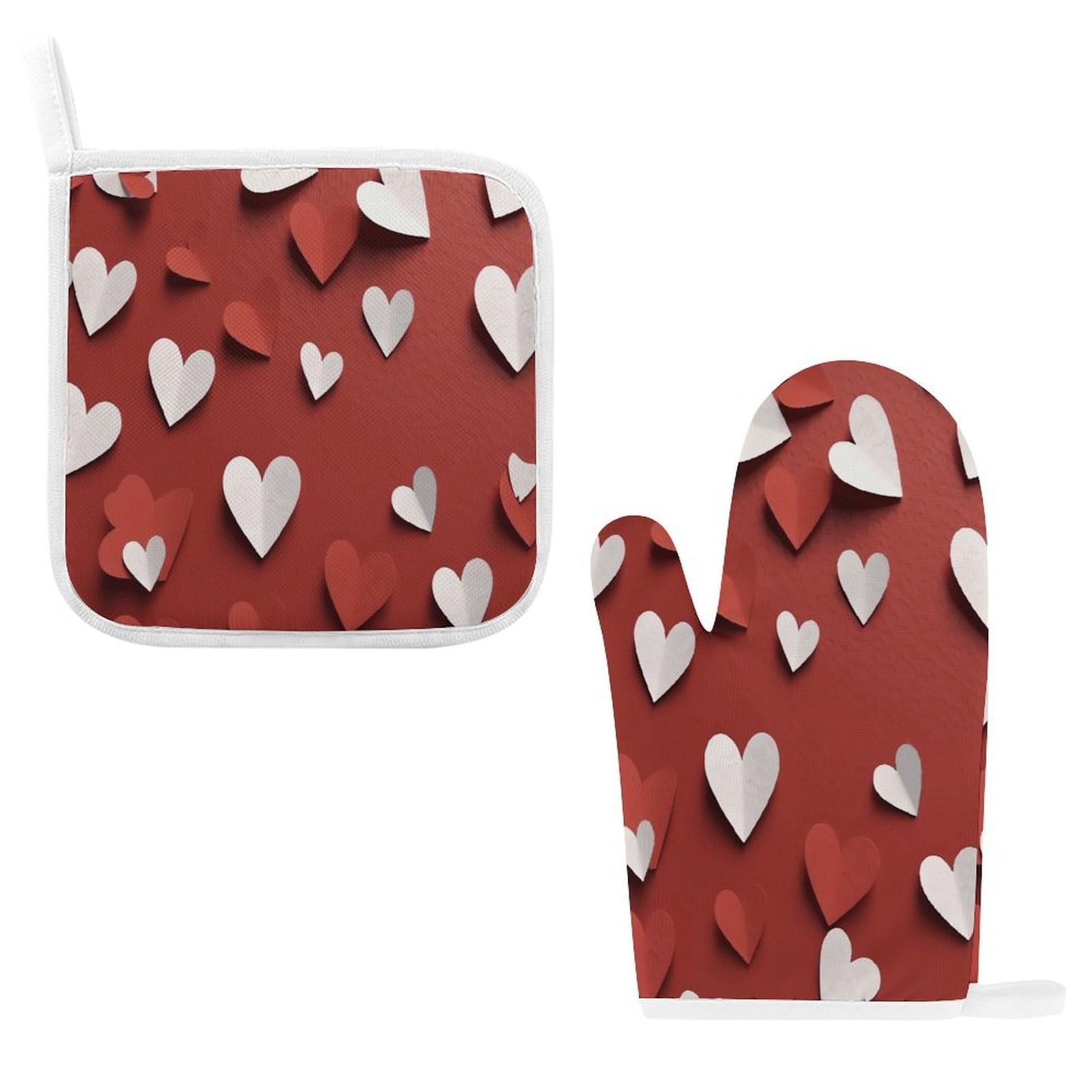 Btcowzrv Style Hand Drawn Heart Oven Mitts And Pot Holders 2Pcs Set