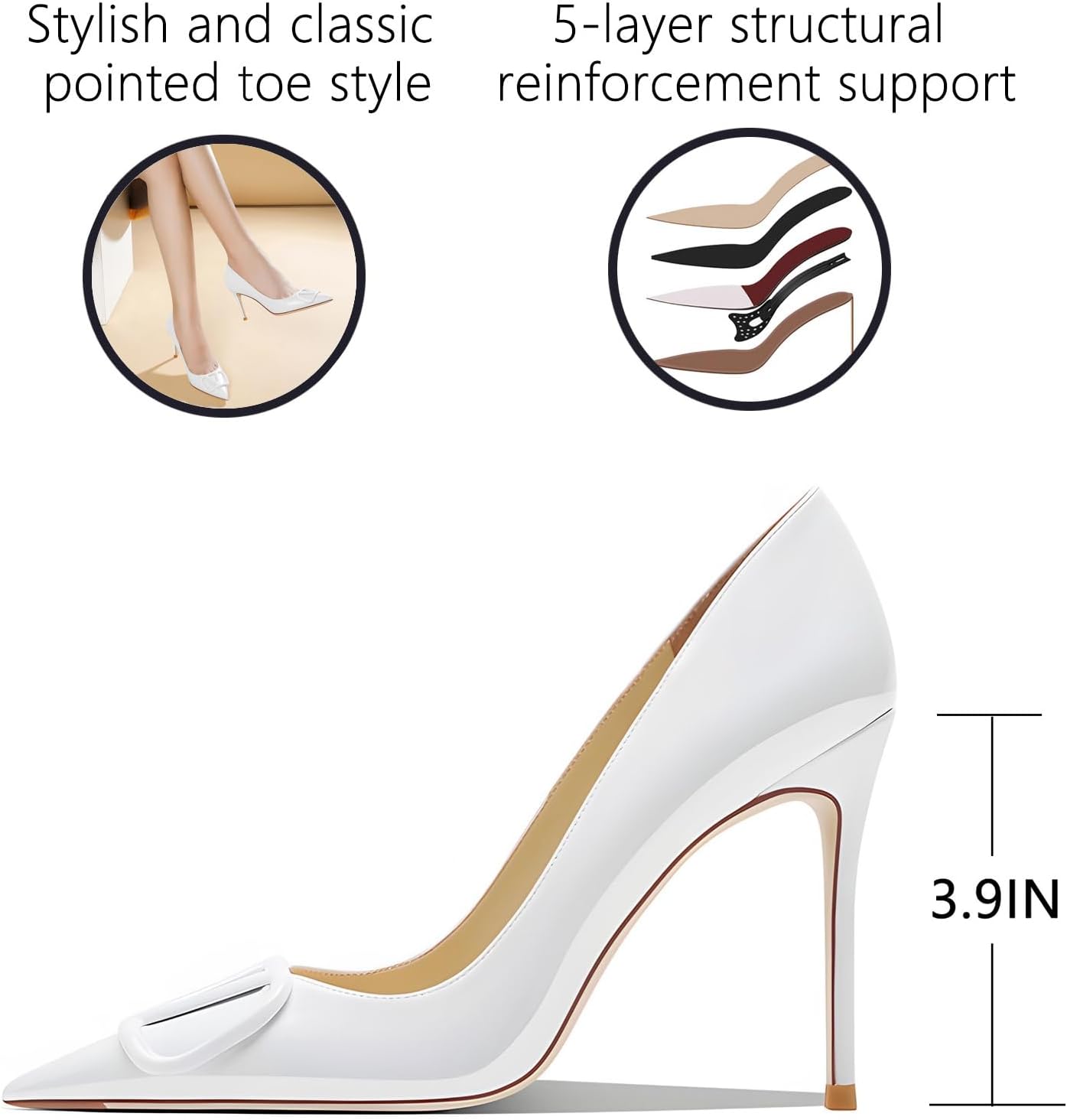 Women's 3.9IN Pointed Toe Stiletto Pumps Shoes Elegant High Heels for Party Wedding Banquet - Image 3
