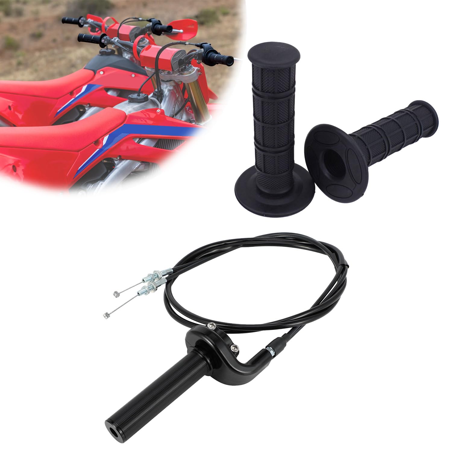 Assemblage d'Accélérateur Moto Universel avec Câble pour Motos Compatibles | Format Universel, Construction en Aluminium, Câble d'Accélérateur Inclus, Compatible avec Motos Compatibles