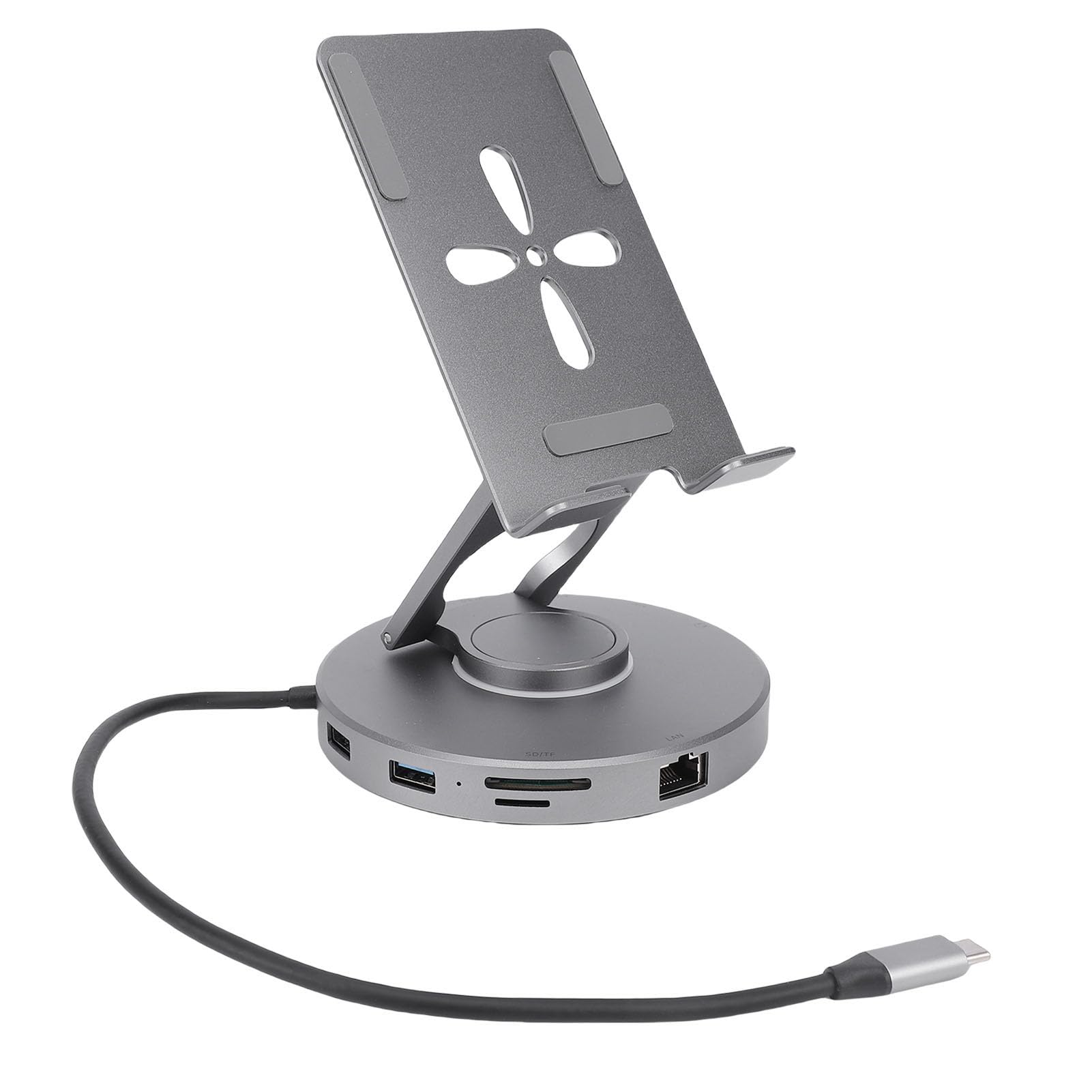 Hidyliu Supporto per Tablet Regolabile con Hub USB C 4K 10 in 1 per Dispositivi IOS e Lega di Alluminio