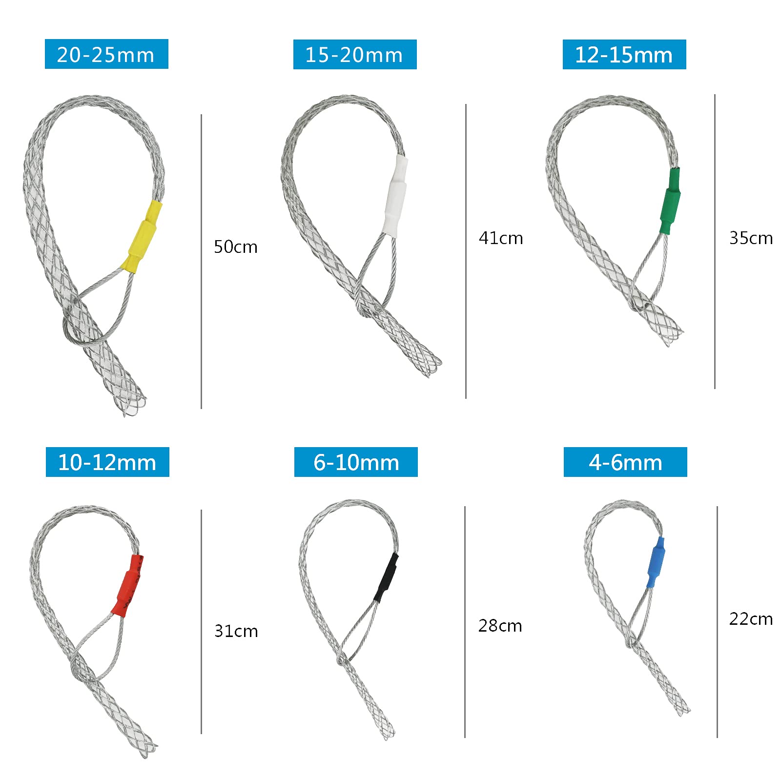 Cavo Tirando Grip Kit Calzino Zincatura Acciaio Antiscivolo Tubo Cavo Filo Tirando Manopole Lassos Set Flessibile Occhio Mesh Rope Set
