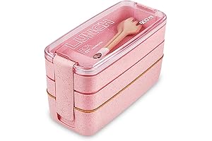 Iteryn Bento Adult's Stackable Leakproof Eco-Friendly Wheat Straw Lunch Box with Compartments for Women