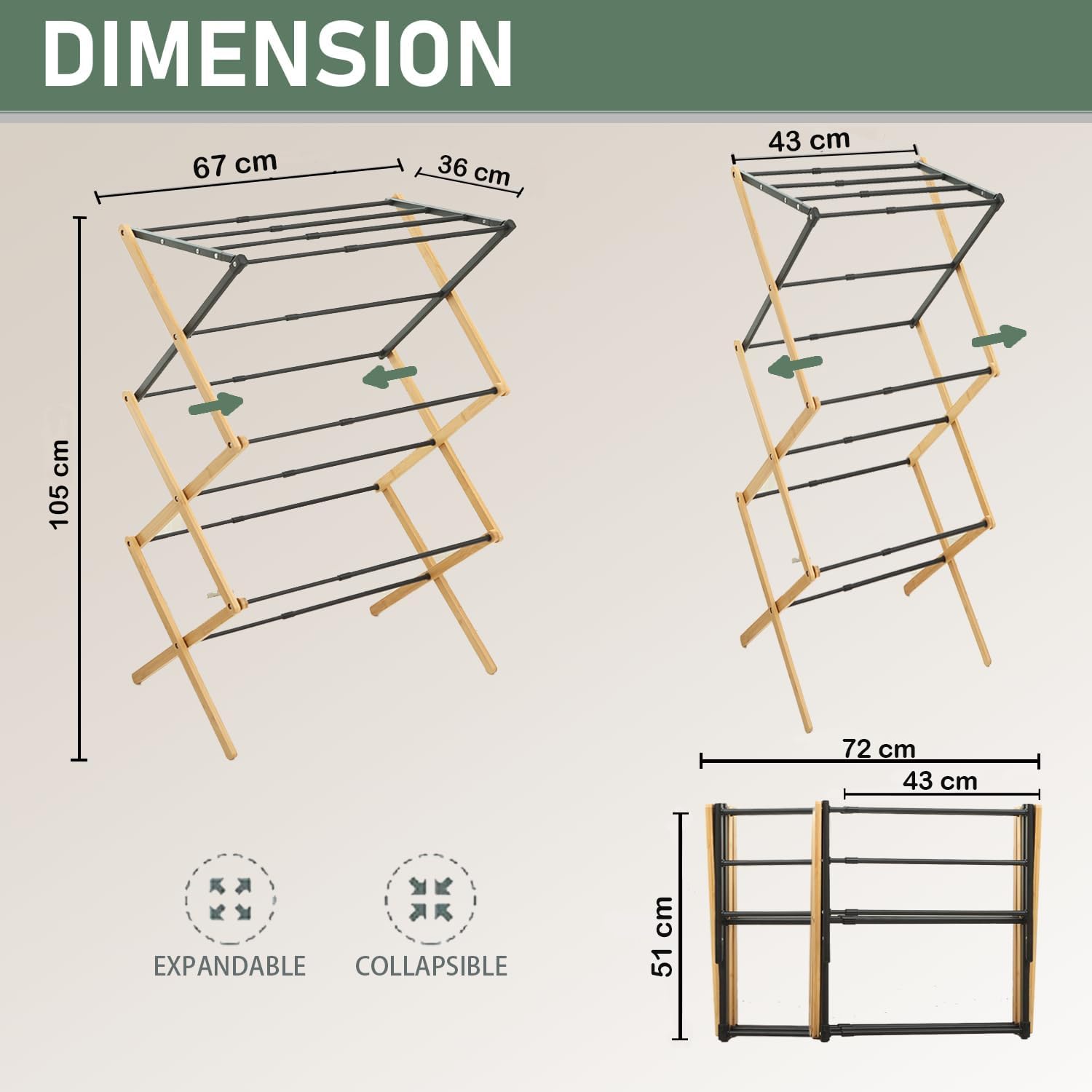 Lukzer Wood Foldable 3 Layer Clothes Drying Rack Portable Expandable Light Weight Laundry Rack For Indoor Outdoor Use (Black/105X67X36Cm) offers donot miss 4 Lukzer Wood Foldable 3 Layer Clothes Drying Rack Portable Expandable Light Weight Laundry Rack For Indoor Outdoor Use (Black/105X67X36Cm) offers donot miss
