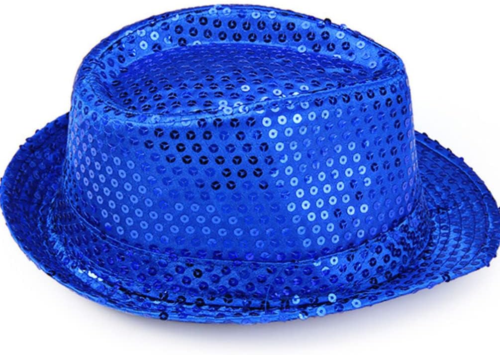 2pcs Sequins Fedora Hat Adult Costumes Light up Hat Disco Props for Women, Gangster Jazz Birthday Costume
