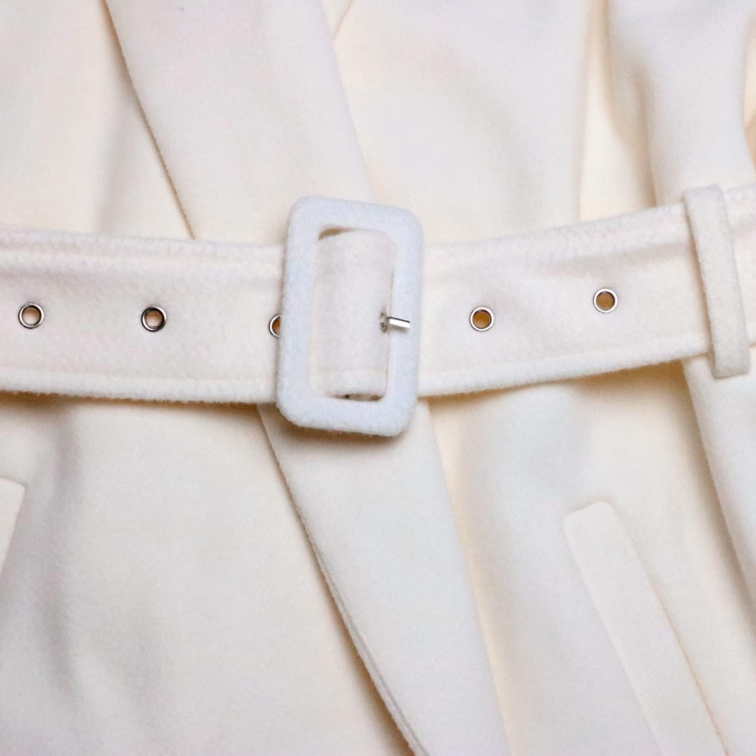 SAUKOLE Women's Winter Wool Trench Coat Wrap Large Collar High Low Jacket Outwear with Belt - Image 5