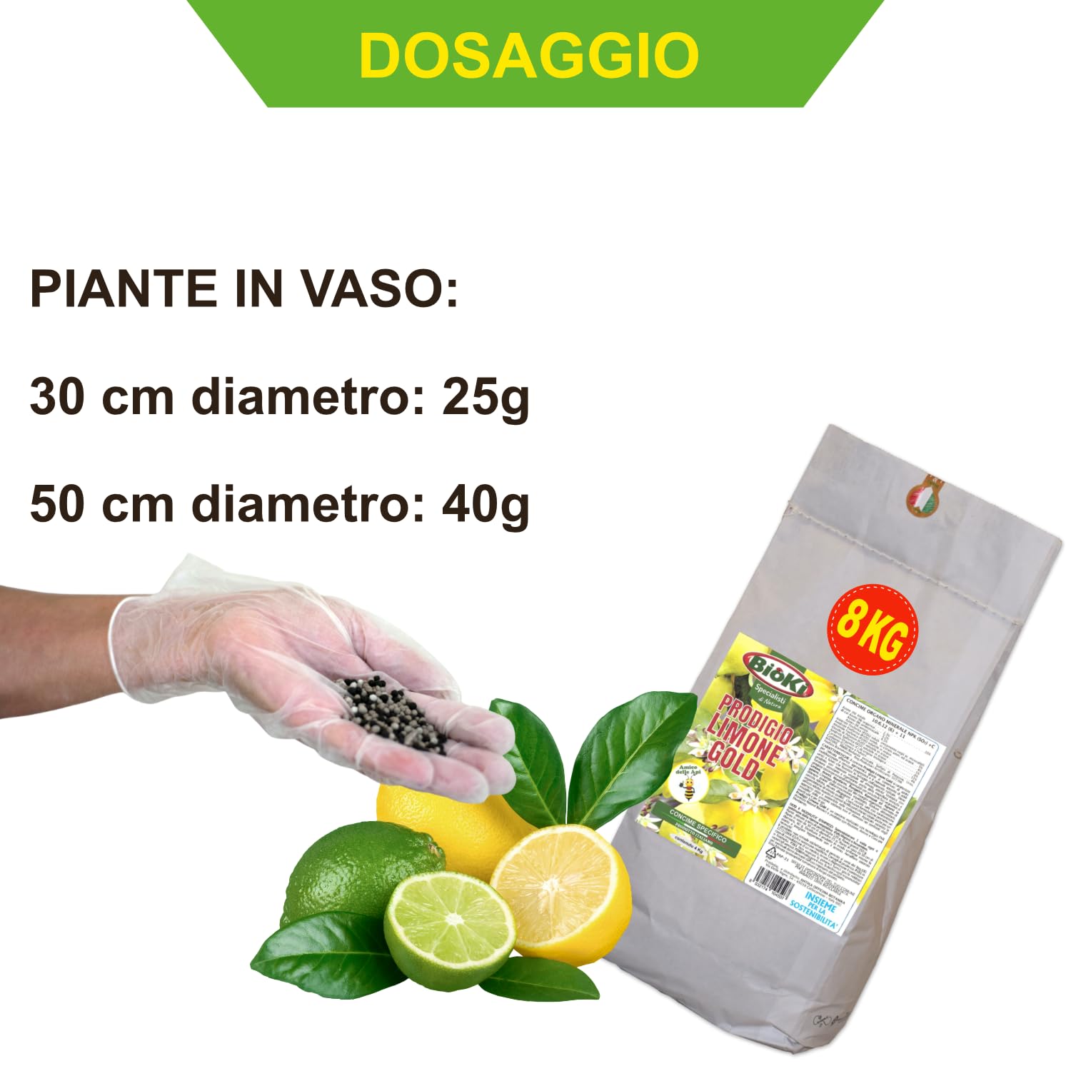 Prodigio Limone Gold, concime slow release alta qualità' per limoni ed agrumi, busta da 8 kg