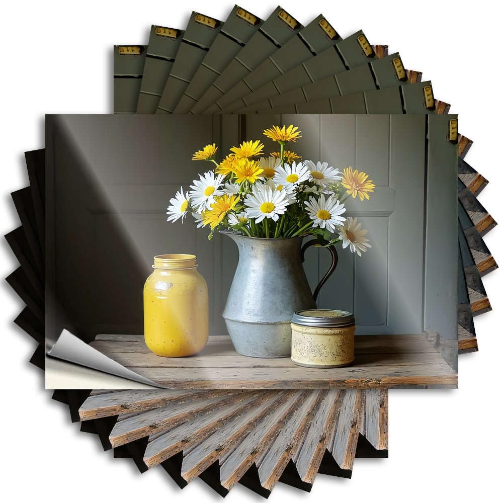 Fzfn Girls Colour Stuff Case Decals | Yellow Flowers In A Metal Pitcher. Sweet Durable Vinyl Sticker Easy Apply For Sand(12X18cm)