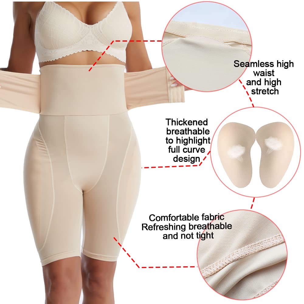 Pantalones Cortos Moldeadores De Cadera con Relleno Y Talle Alto para Mujer, Bragas con Control De Abdomen Y Realce De Glúteos con Gancho Ajustable. A 6XL