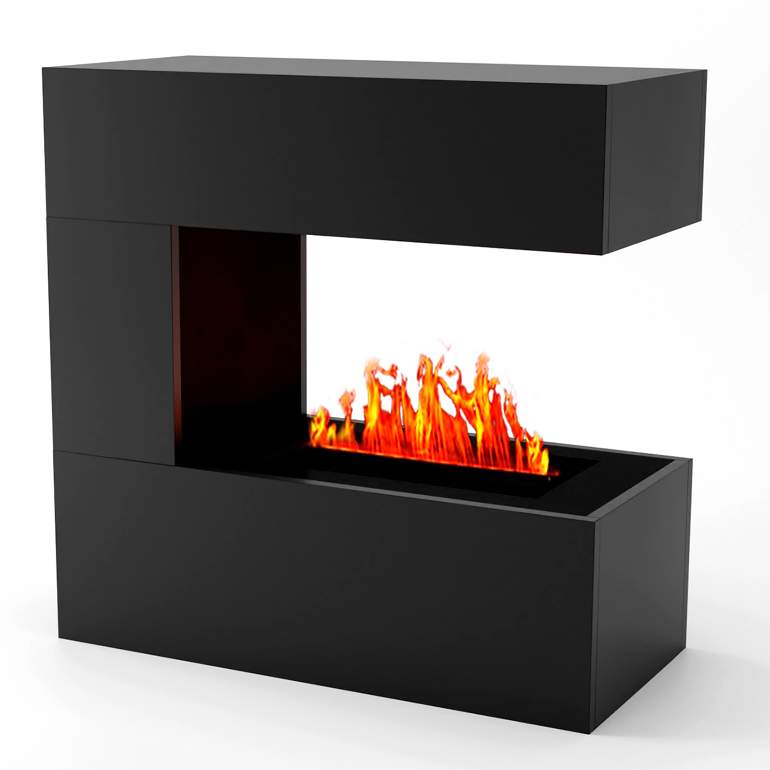 Wasserdampf Kamin Room Divider (Standkamin) - Elektrokamin mit realistischen LED 3D-Flammen, Knistereffekt & Fernbedienung, 80x80x37 cm - Opti-Myst 400 Elektro Kamin, Schwarz