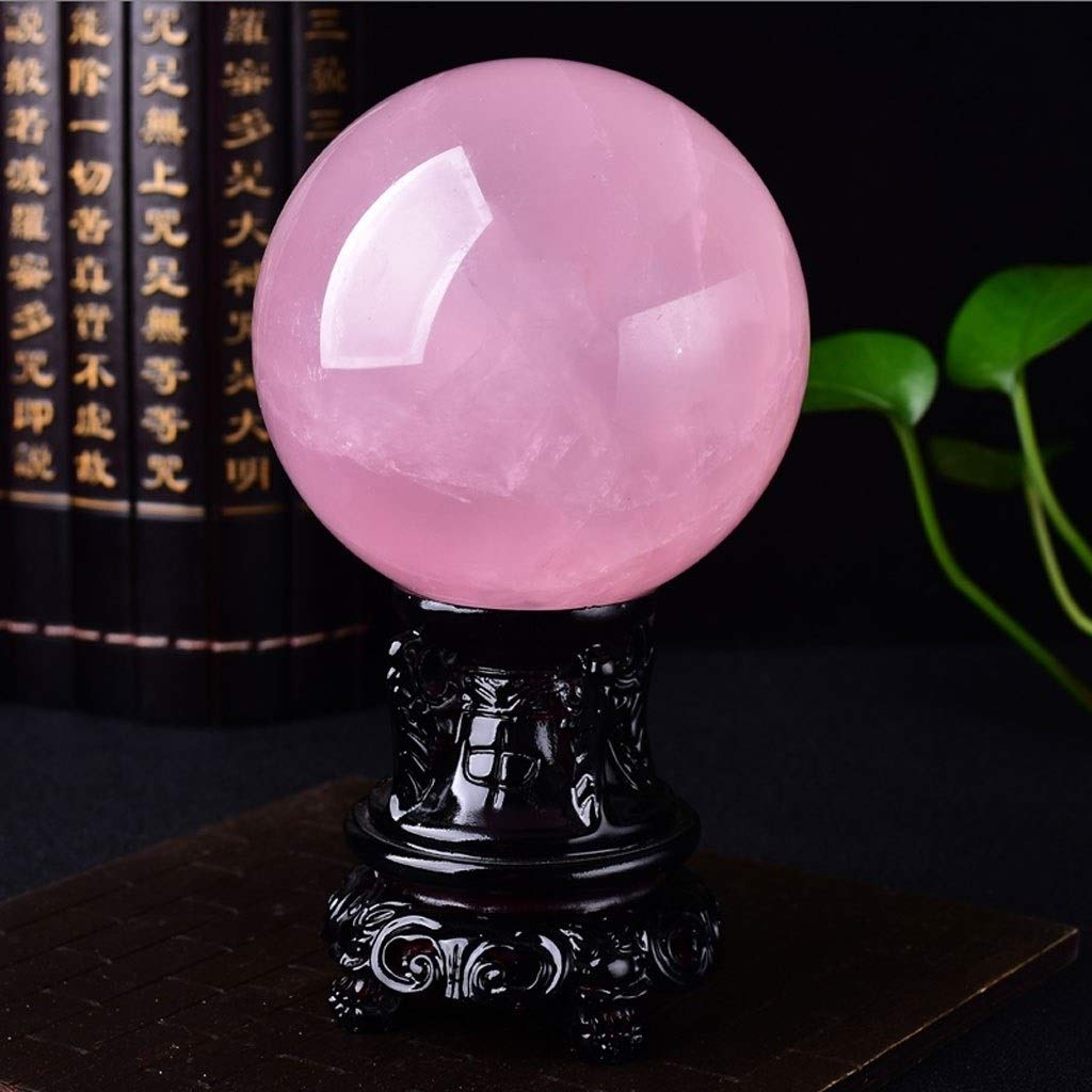 bola de cristal (en la magia occidental) 3.9 pulgadas (100 mm) de la bola de cristal rosado natural con resina de soporte y caja de regalo for la bola decorativa, Fotografía Lensball, Mirando adivinac