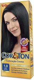 Kit Tintura Cor & Ton 1.0 Preto Azulado 180 G, Niely