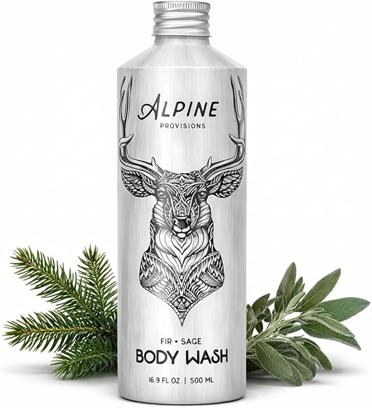 Sabonete líquido corporal Alpine Provisions com fragrância de abeto e sálvia