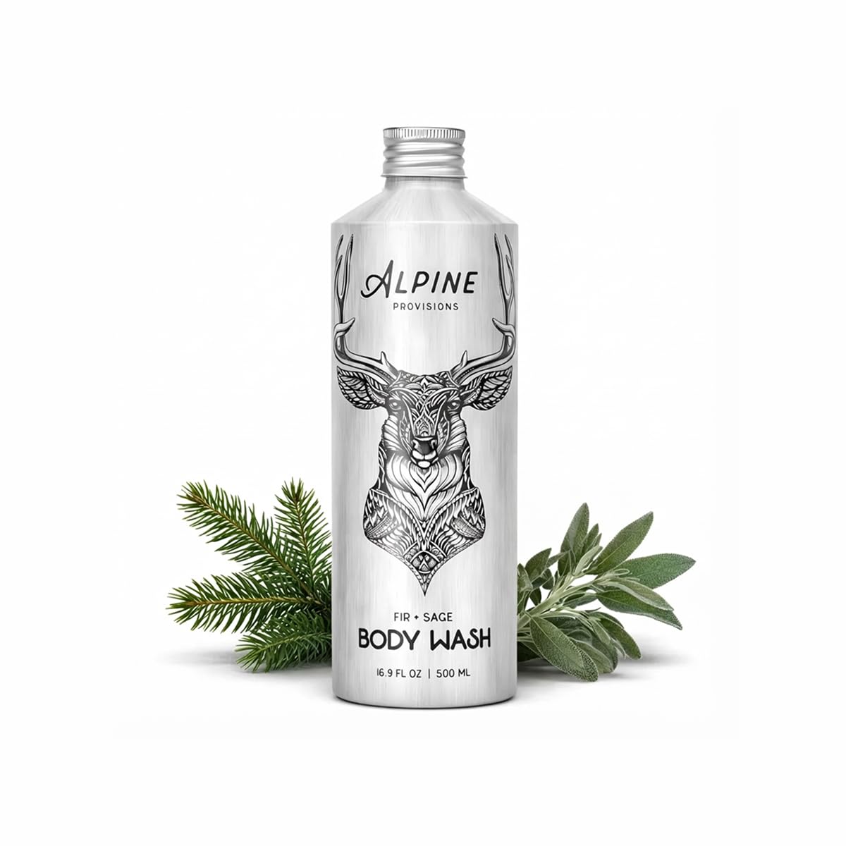 Alpine Provisions Natural Organic Body Wash for Men & Women, Fir & Sage | Moisturizing with aloe vera + coconut oil. Sulfate-free, vegan &