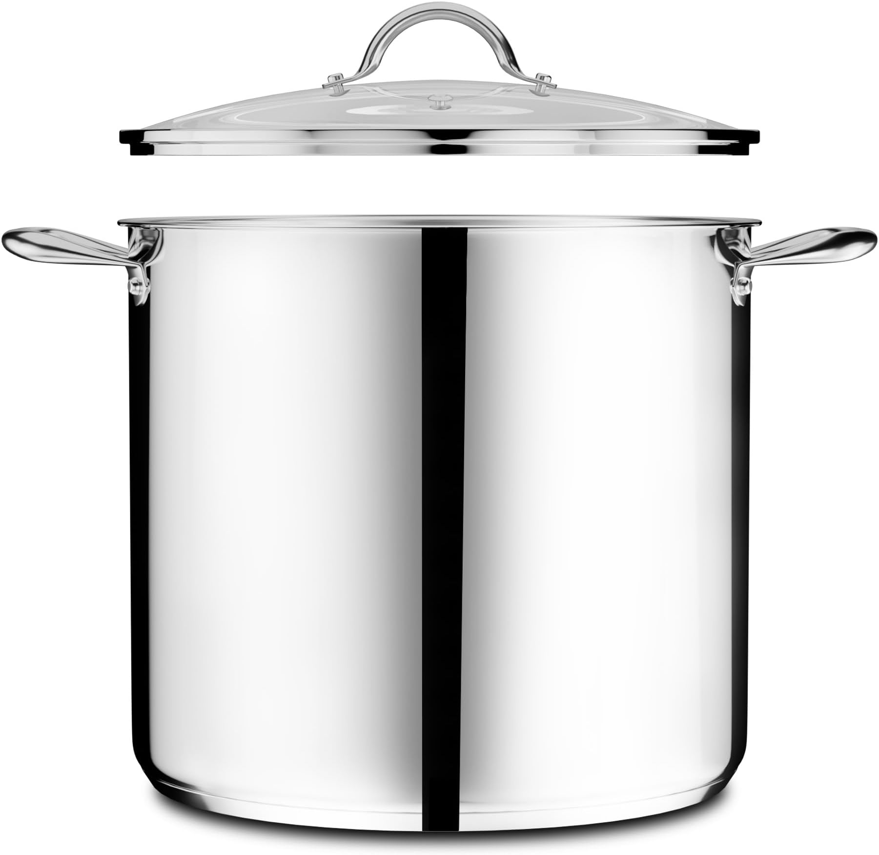 Bakken-Swiss Deluxe Stainless Steel Stock Pot with Clear Tempered Glass Lid for Simming Delicious Soups, Stews and Induction Cooking - Exceptional Distribution of