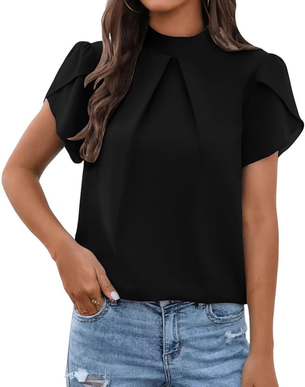 Arevill Blouse korte mouwen dames V-hals casual zomer bovenstuk
