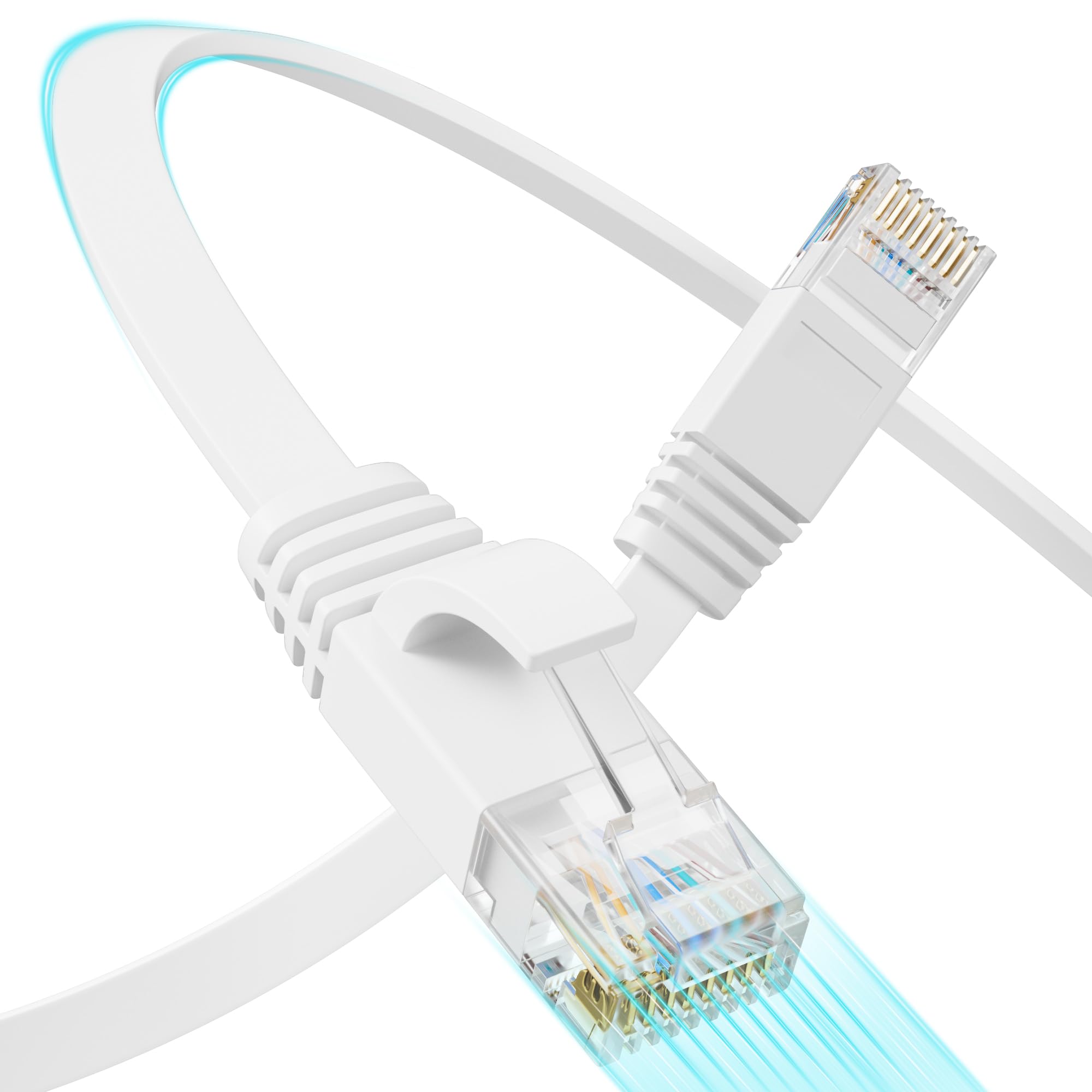 Photo 1 of Mnlnbuao Cat 6 Flat Ethernet Cable 100 FT, UTP 10Gbps High-Speed Cat6 Ethernet Cable, Pure Copper Cat 6 Cable, Long Ethernet Cable for Home or Office Network Wiring, White