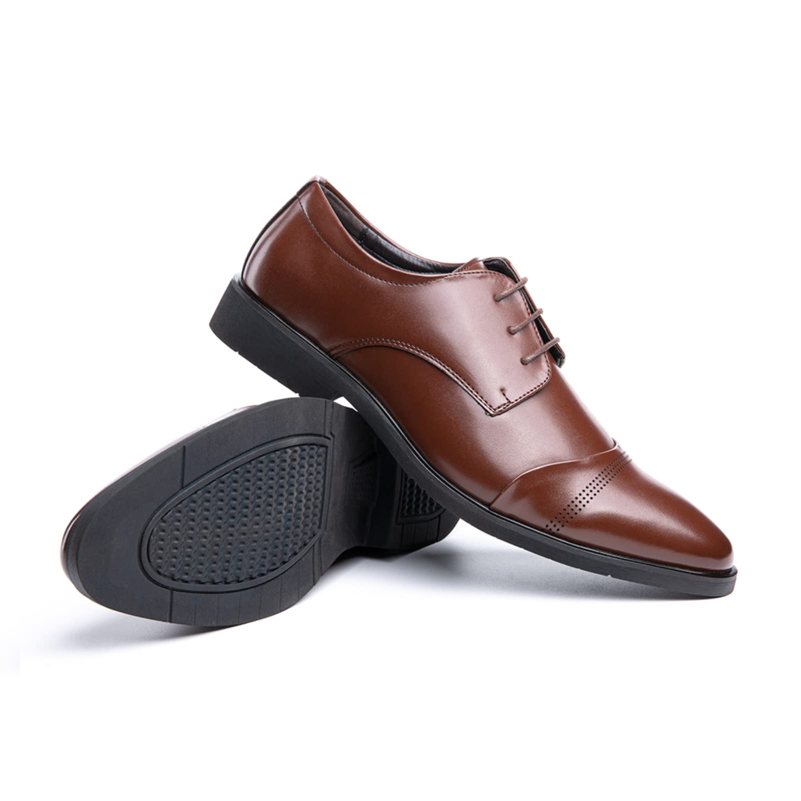 Męskie buty garniturowe Oxford Derby, buty skórzane, buty ślubne, sznurowane, biznesowe, klasyczne buty sznurowane, niebieskie, złote, szare, czerwone, czarne, brązowe, khaki, rozm. 37-48, brązowy 2,