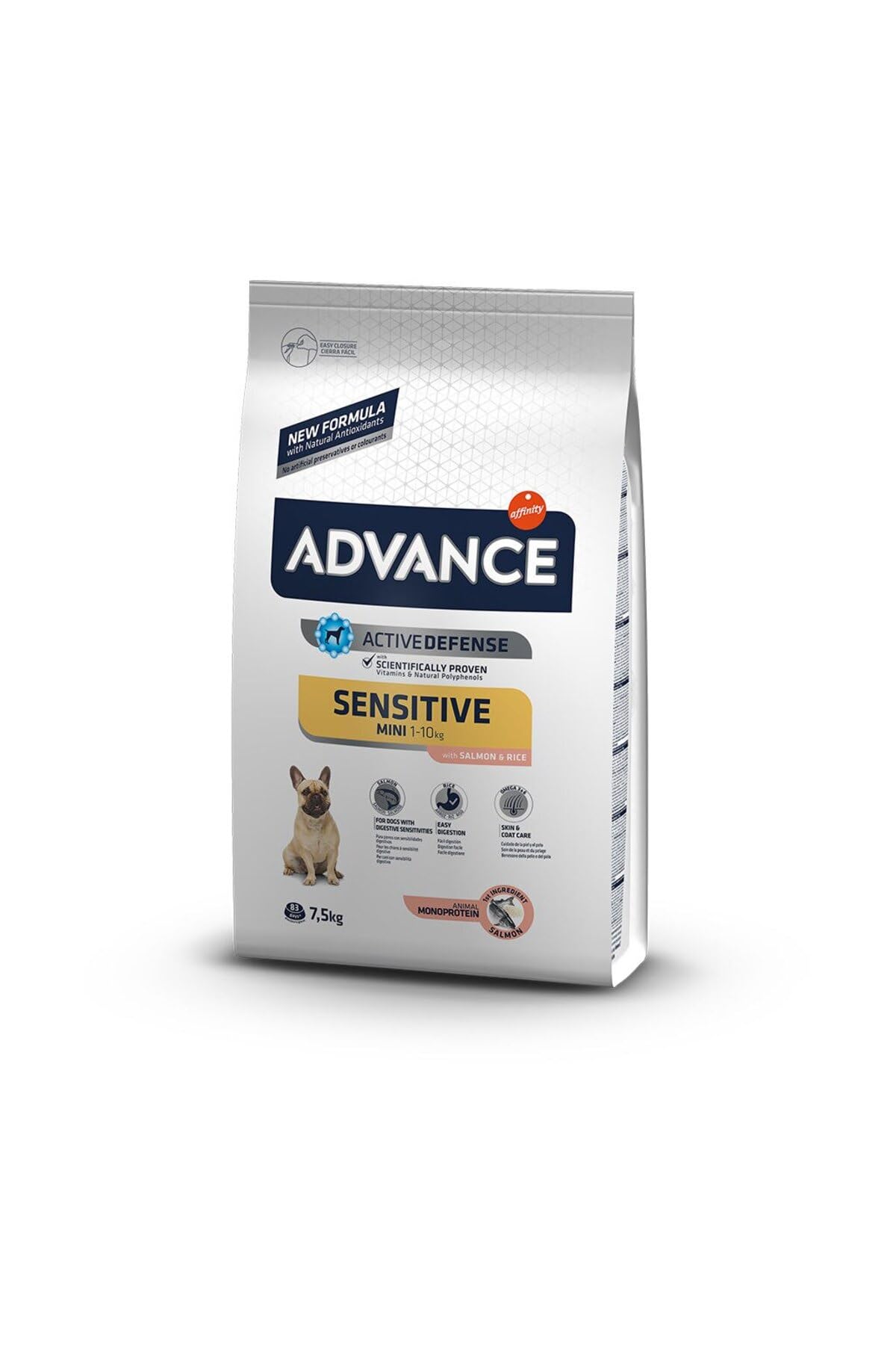 Advance Mini Sensitive Salmon, Pienso para Perros de Razas Pequeñas con Sensibilidades Digestivas con Salmón, 7,5kg