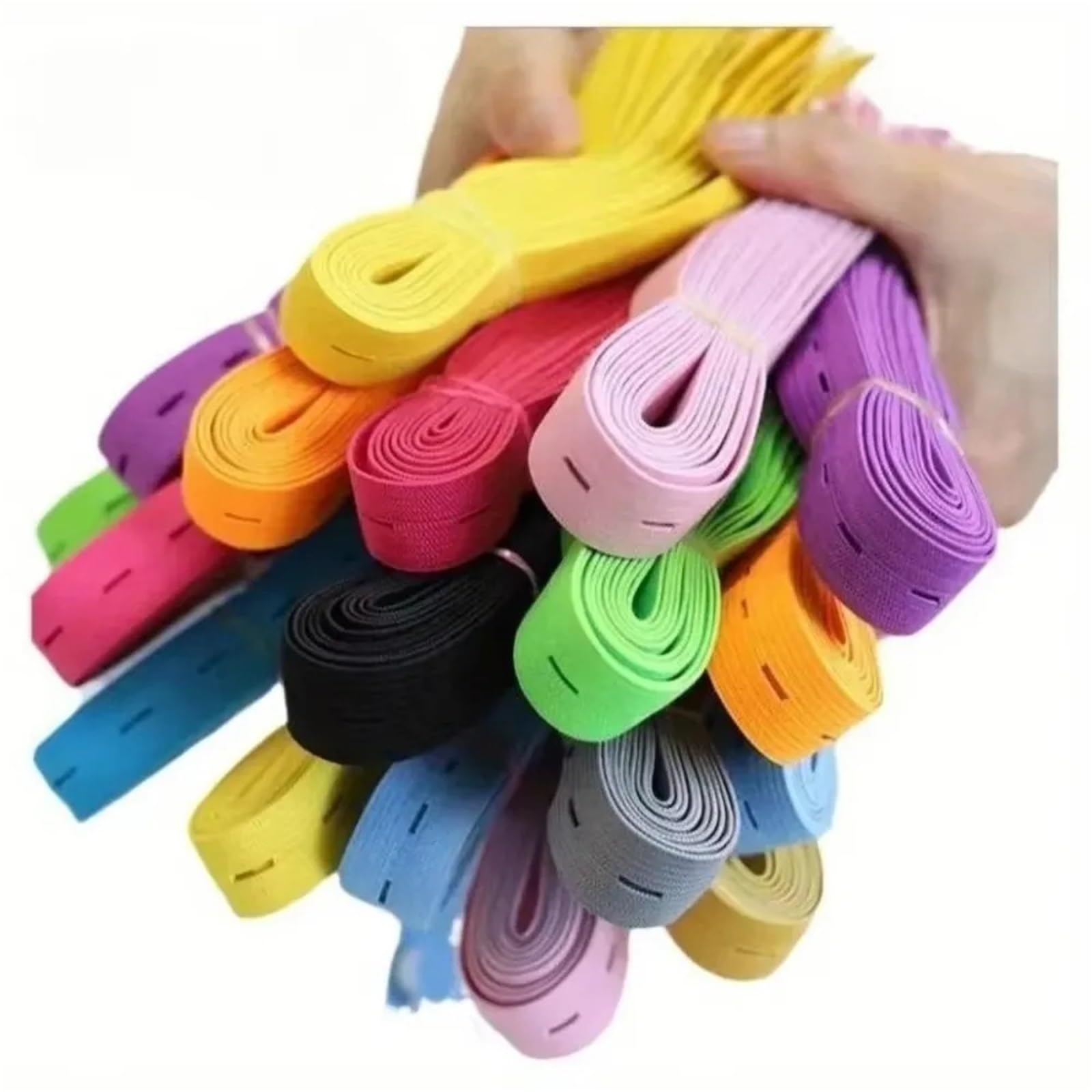 Elástico para coser 240 Uds DIY artesanía costura ropa bandas elásticas Nylon con ojal enrollable ahorro de espacio calcetines organizador ajustable(45cm)