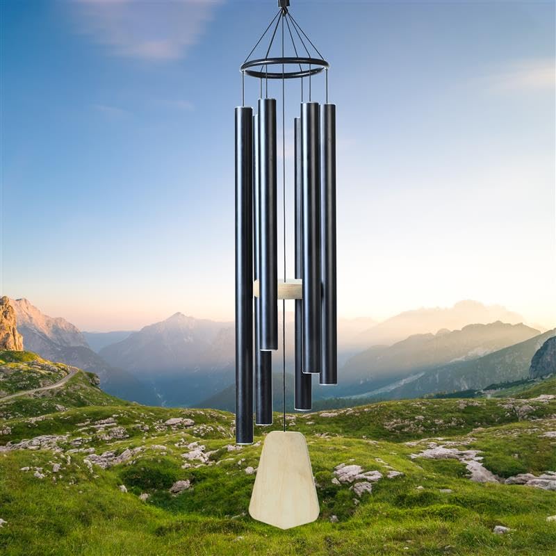 Image of ZAICUS 41 Inch Large Wind Chime for Home Balcony, Outdoor Garden & Vastu - Soothing Sound, Hanging Decor- Black