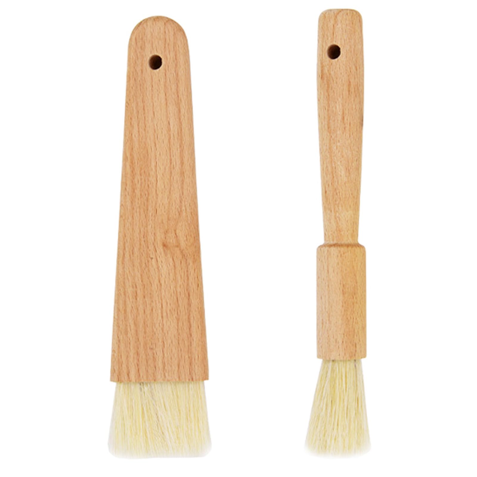 2Pcs Multifunctional Food Brush Practical Oil Brush Wooden Baking Cooking Basting Brush for Baking Basting Brush BBQ Brushes Kitchen Barbecue Accessories