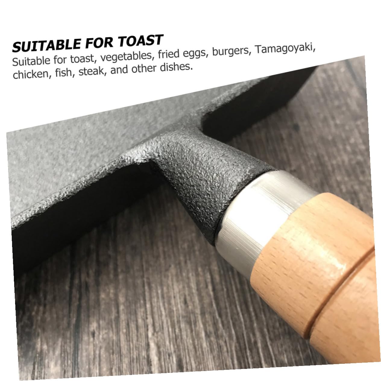 Sartén de Hierro Fundido Cuadrada 20X20 CM Antiadherente sin Recubrimiento para Tamagoyaki Huevos y Filetes Mango de Madera Adecuado para Cocina Barbacoas y Camping