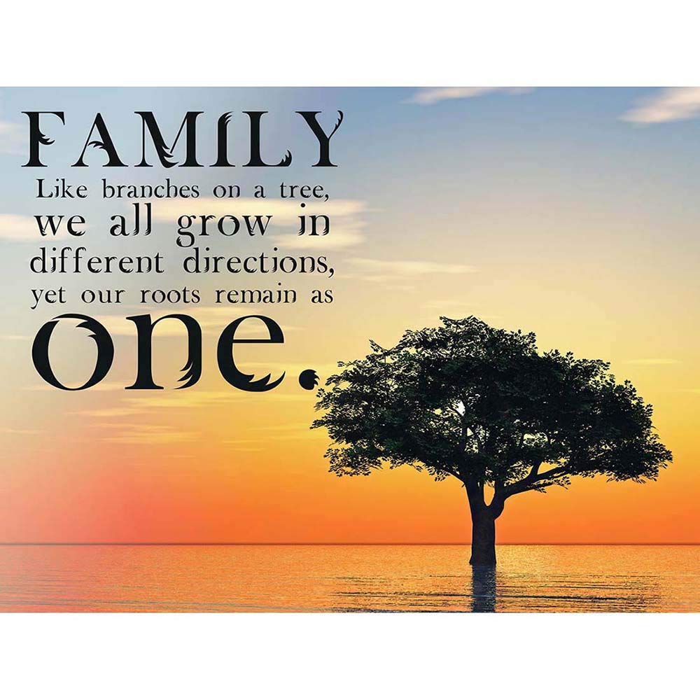 Wee Blue Coo Family Roots Tree Grow Branches Sunset Landscape Quote Typography Art Print Poster Wall Decor 12X16 Inch