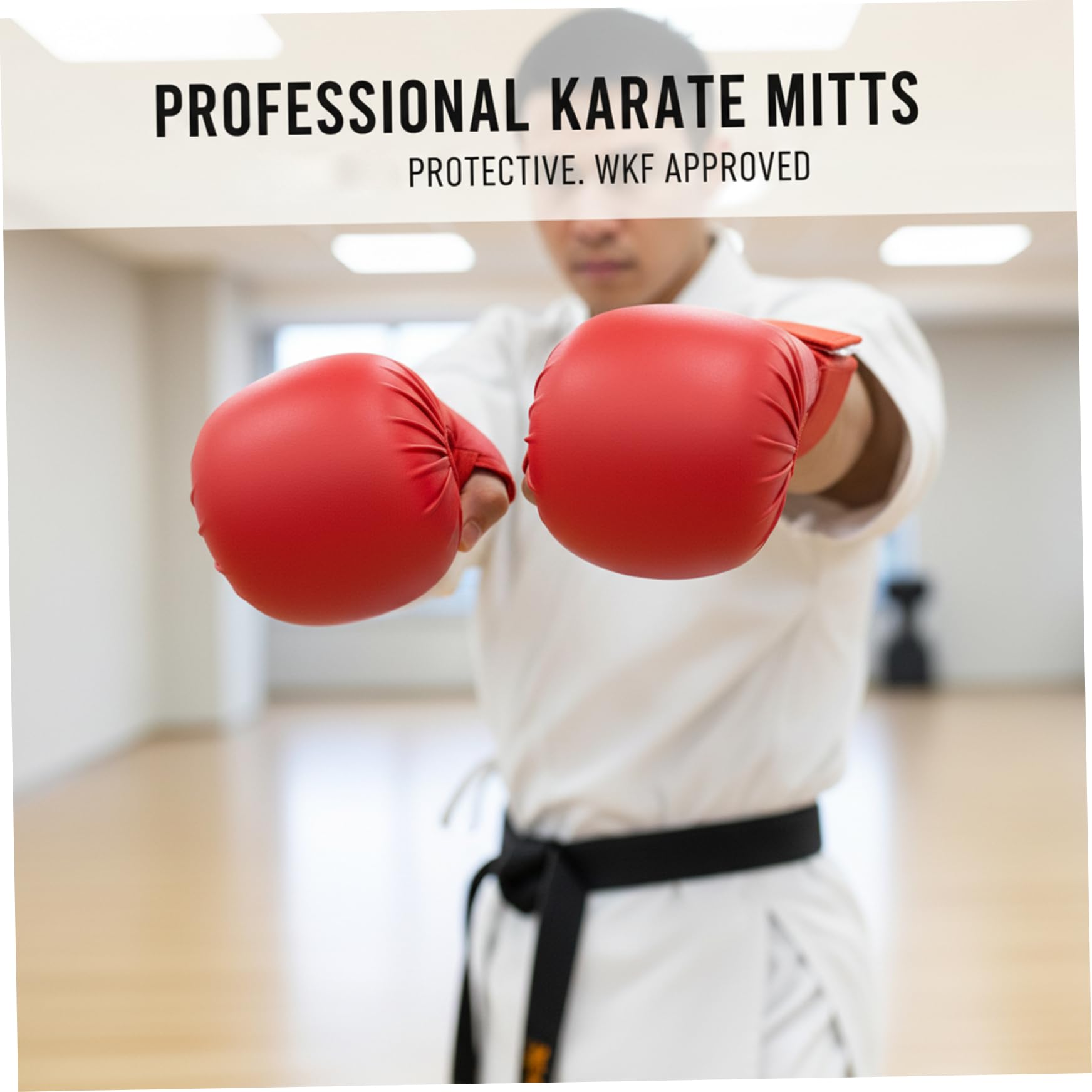 Guanti da Karate Guanti da Taekwondo in Pelle Premium per Adulti e Bambini da Allenamento per Sparring, Sacco da Boxe, Taekwondo e Pratica, Rosso, S