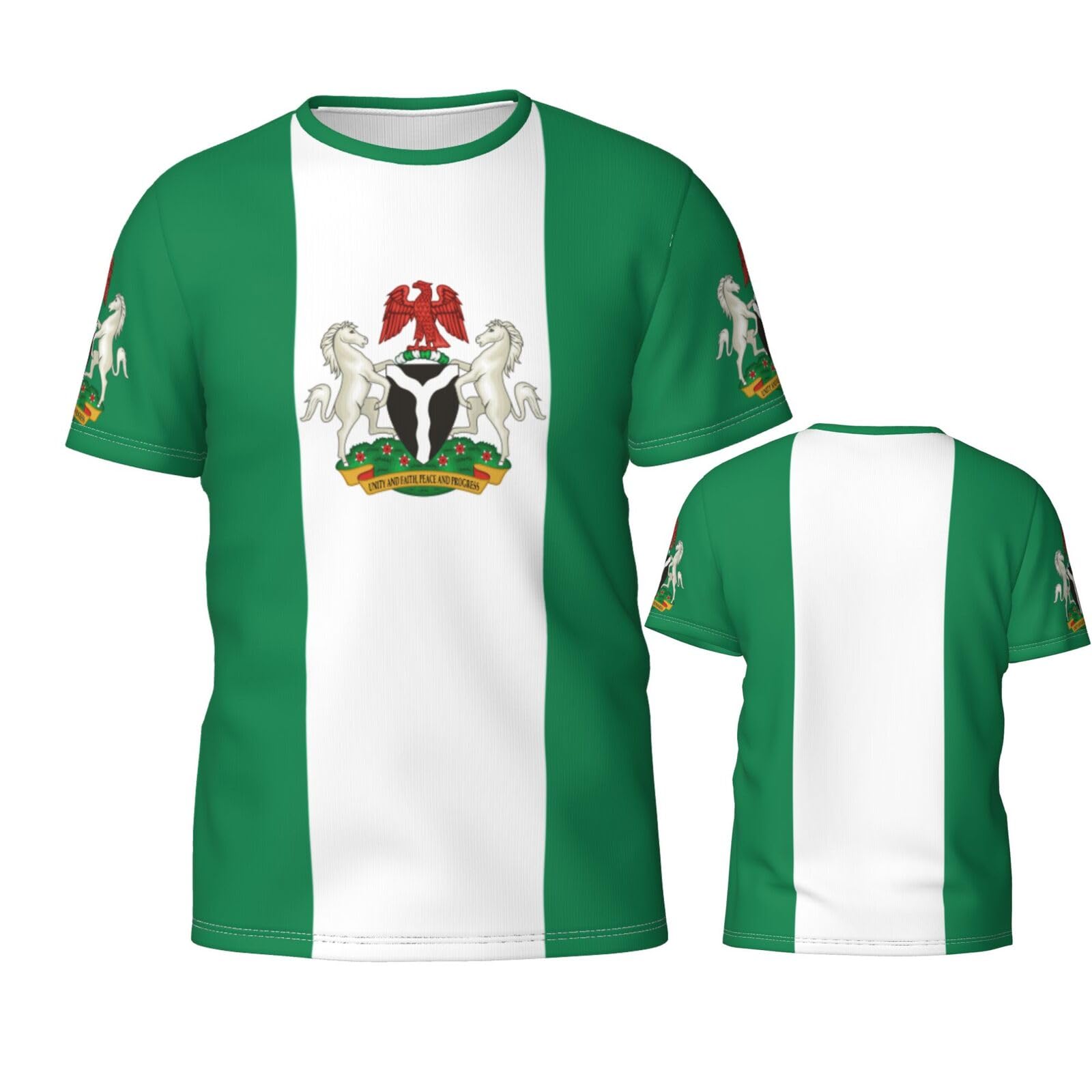 Pelnyc Unisex Multicolor Nigeria Flag Nigerian 3D Printed Patriotic T Shirt Tees Tops Sport Soccer Shirts