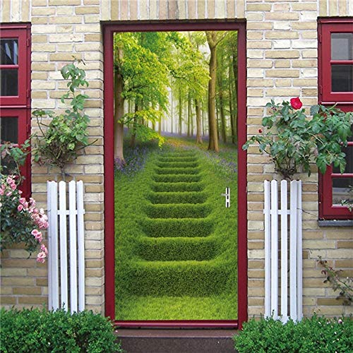 DFKJ Papel Pintado de Puerta 3D Creativo Pegatina de Pared autoadhesiva para Sala de Estar Dormitorio decoración Mural decoración del hogar DIY calcomanía A23 95x215cm