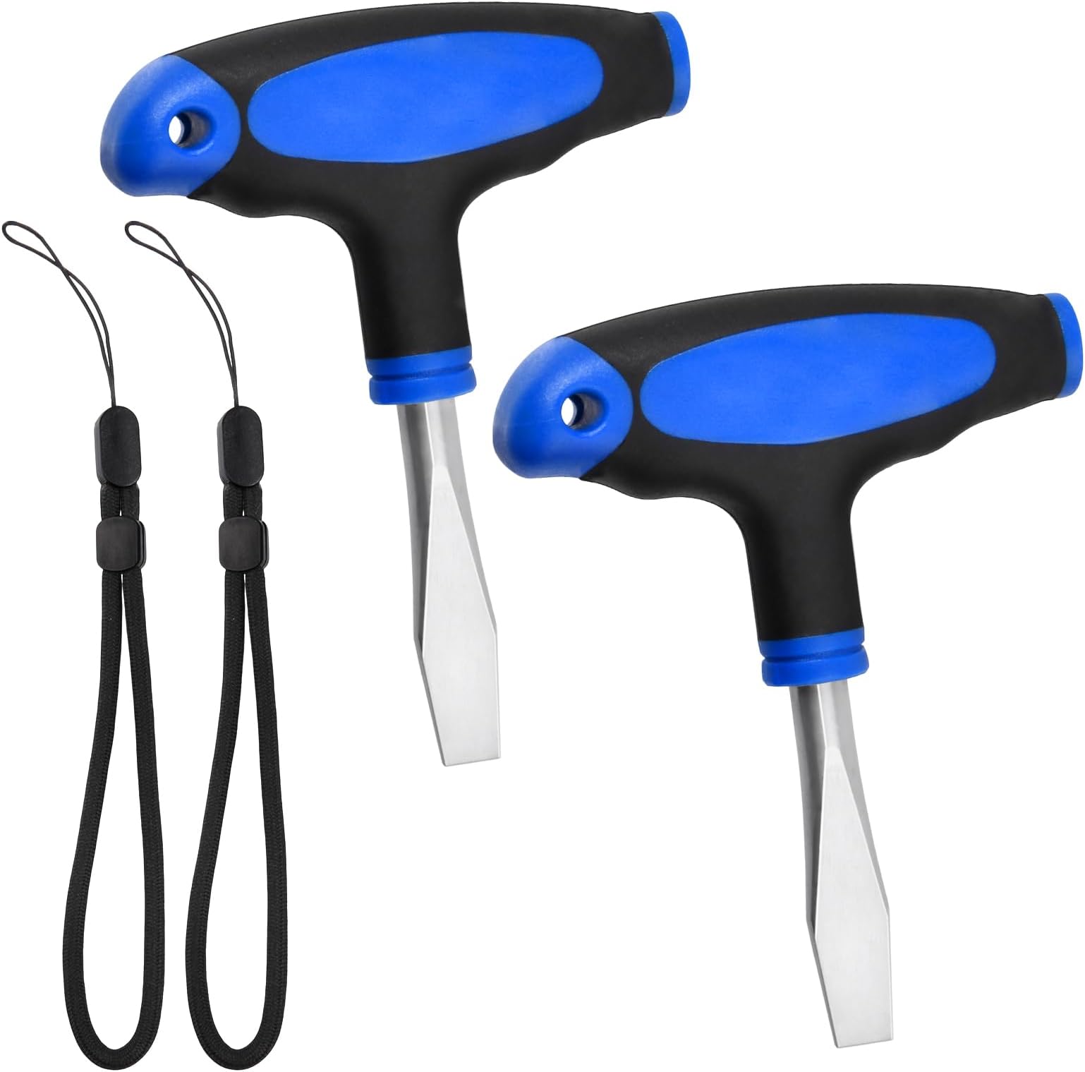 2Pcs 10mm T Handle Flat Head Screwdriver with Ergonomic Plastic Handle, Compact Wide Flathead Screw Driver Assembly Tool for Slotted Screw Used on Quick Release Plate or Camera Tripod Monopod