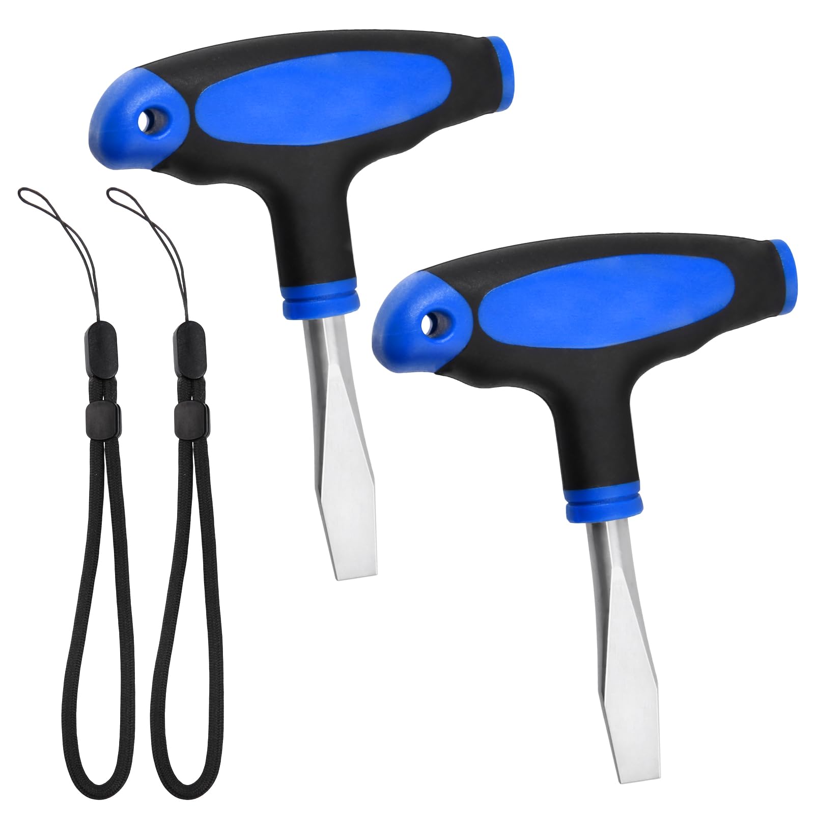 LEONTOOL 2Pcs 10mm T Handle Flat Head Screwdriver with Ergonomic Plastic Handle, Compact Wide Flathead Screw Driver Assembly Tool for Slotted Screw Used on Quick Release Plate or Camera Tripod Monopod