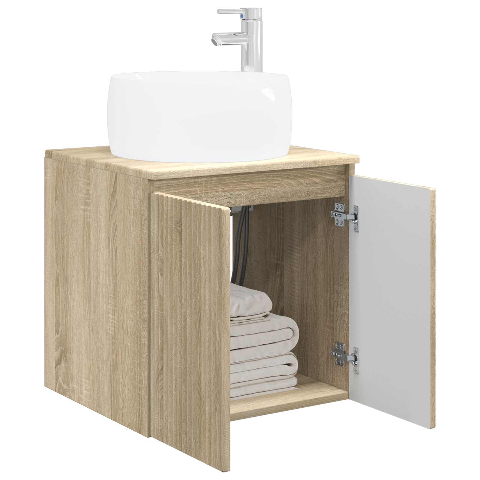 Vidaxl Sonomaoak Wall-Mounted Sink Vanity Sonoma Oak 49.5 X 44.5 X 66 Cm, Modern Bathroom Vanity, Wall-Mounted Storage, Engineered Wood Cabinet, Functional Sink Unit, Minimalist Bath Design, Compact Style