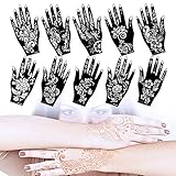  Lady Up 10 Sheets Henna Temporary Tattoos Body Art Stickers for Women Teens Girls Necklace Bracelets Patterns 210 x 150mm (Black)