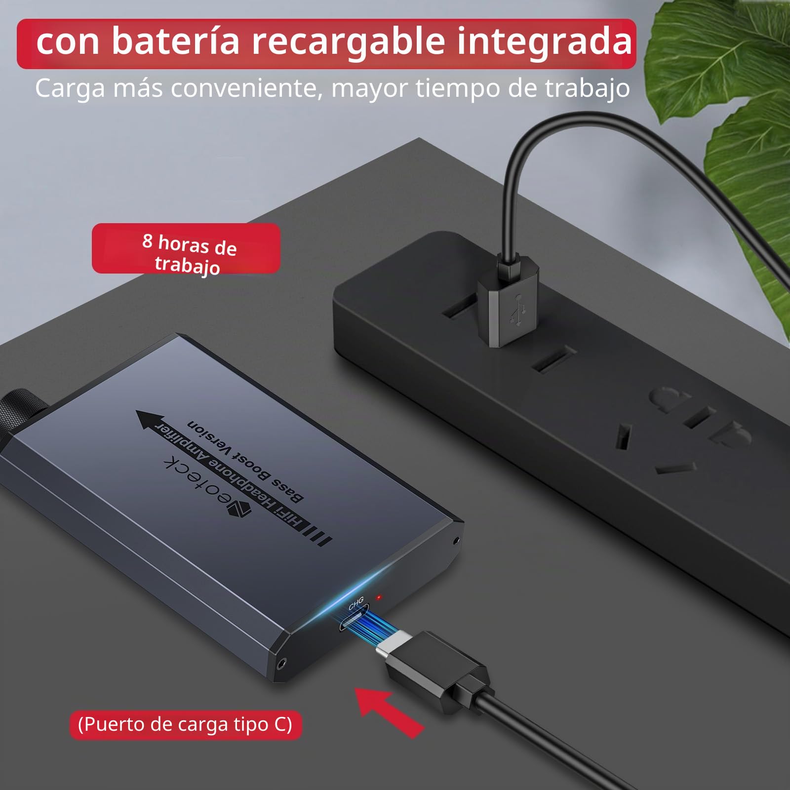 Neoteck Amplificador de Auriculares 3.5mm con Refuerzo de Graves 16-300Ohm Amplificador para Auriculares Portátil HiFi Superficie de Aluminio Mate para MP3,iPod,Mac,Teléfono Móvil,Ordenador