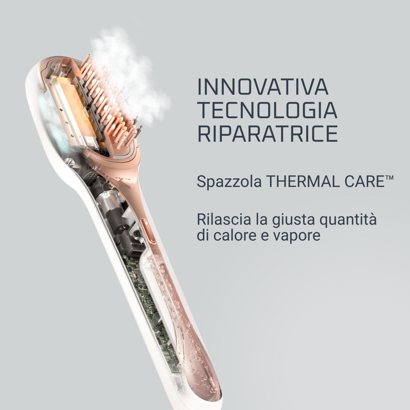 Rowenta Hair Therapist, Spazzola per la cura dei Capelli, Ripara e Rinforza i Capelli Danneggiati, Rende i Capelli Sani e Luminosi, Risultati Immediati, Spazzola a Vapore, Bianco, CF9920