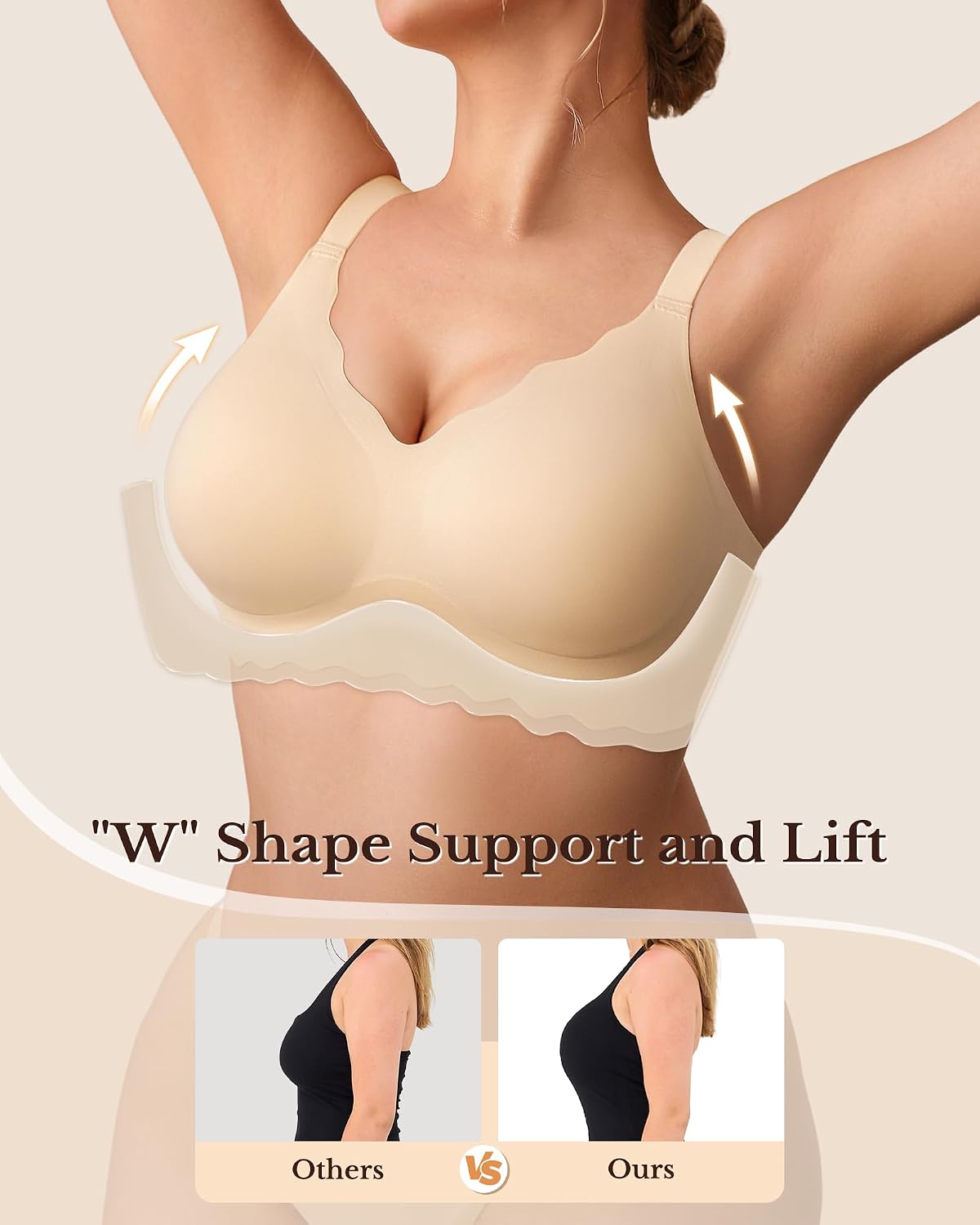 Jelly Wireless Bras for Women Pack Tshirt Bras for Women No Underwire Full Coverage Seamless Push Up Bra Back Smoothing Bra image 2