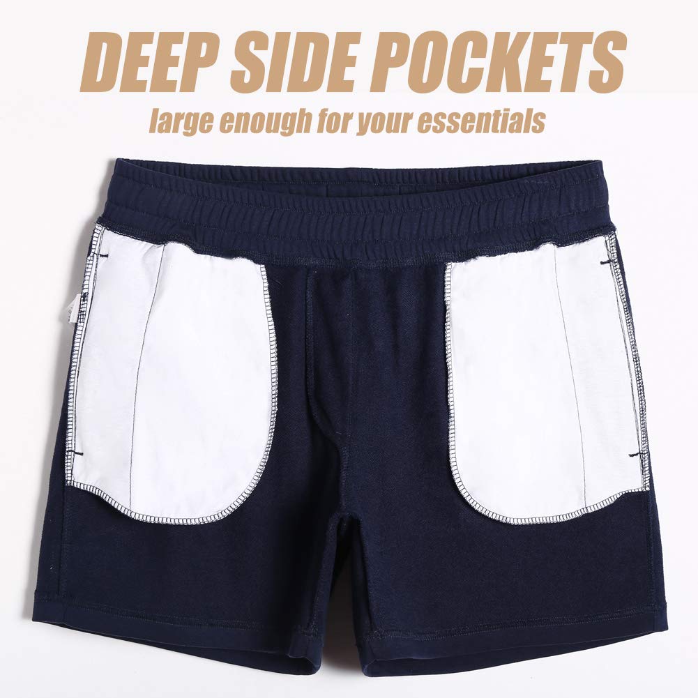 maamgic Pantalone Corti Sportivi in Felpa di Cotone da Uomo Pantaloncini da Corsa Jogging Allenamento Palestra Vita Elasticizzata con Coulisse 14cm