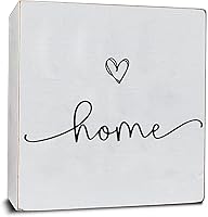 TEOUIOS Home Sweet Home Wooden Box Sign - 6x6 Rustic White Plaque for Bedroom Shelf Desk Decor, Housewarming Gift