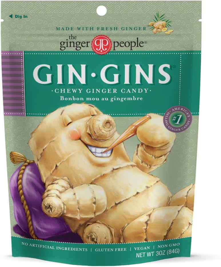 GIN GINS Original Ginger Chews – Natural Fresh Ginger Candy by The Ginger People – Individually Wrapped Healthy Candy – Original Flavor – 3oz Bag (Pack of 1)
