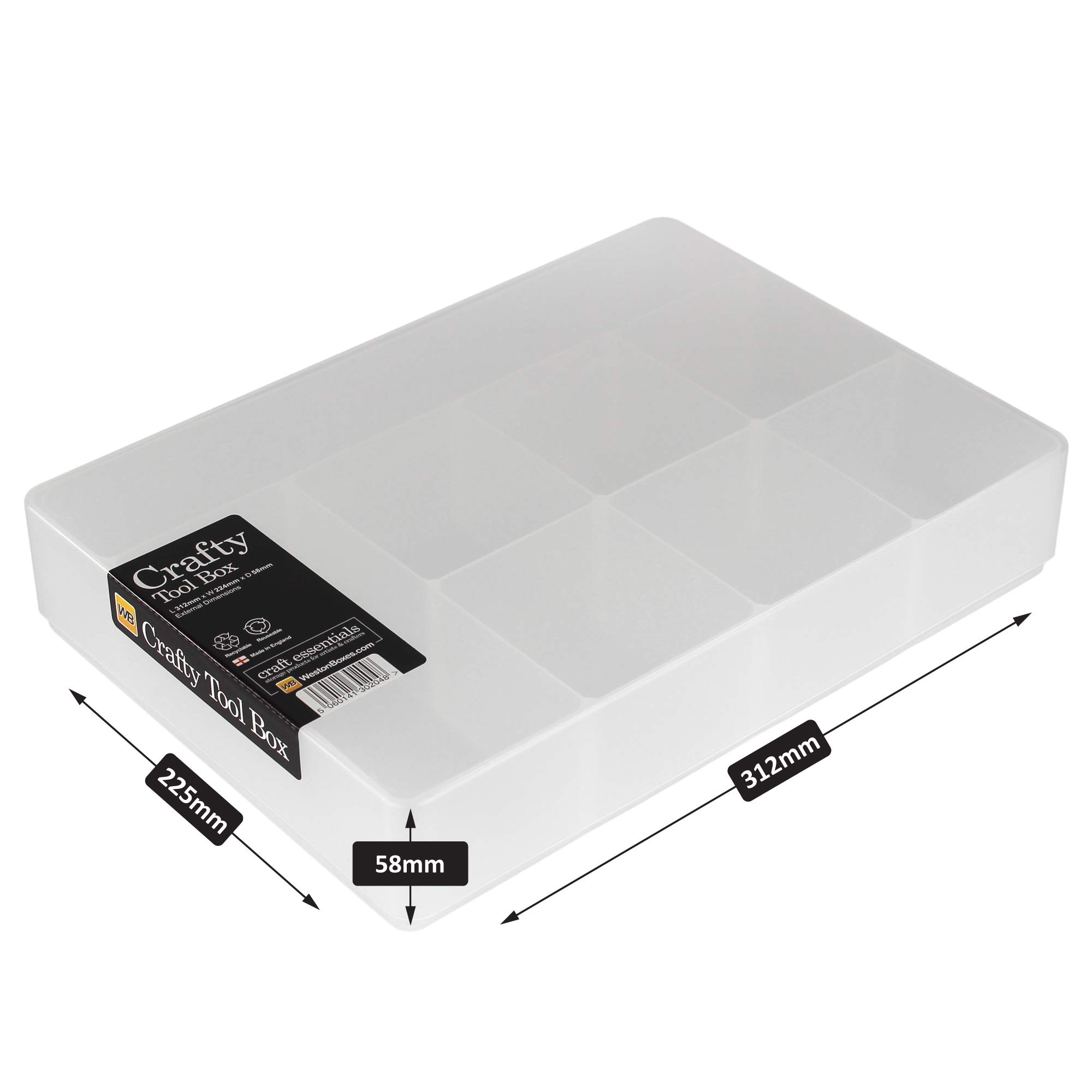 WestonBoxes Caja de Herramientas Crafty - Caja de Almacenamiento para Materiales de Arte con Divisores y Compartimentos Fijos (Paquete de 1)