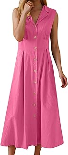 Vestido maxi de punto vestido informal para mujer, elegante diseño largo con botones para el día a día y las vacaciones, ropa cómoda de verano, perfecta para estilizar con accesorios Vestido Flores 42