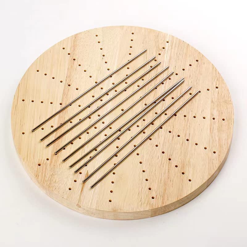 AROYEL Handcrafted Wooden Blocking Board -Crochet Gift for Granny Square Lovers-Bamboo Blocking Board for Knitting Crochet, Full Kit with 8 Stainless Steel Rod Pins (Round 29 * 29MM)