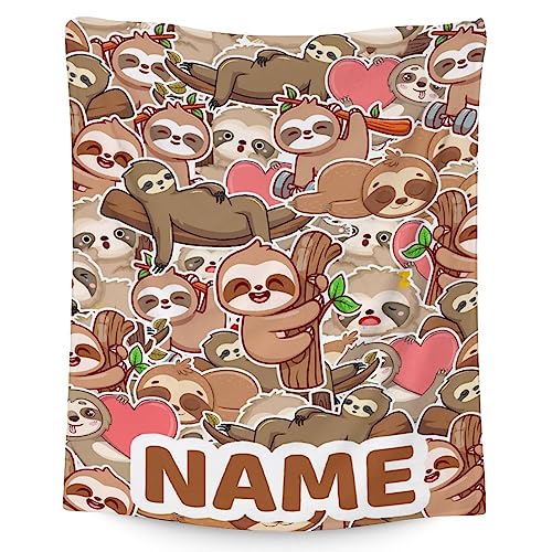 Mercuryelf Custom Sloth Throw Blanket - Soft, Fuzzy & Warm - 30x40 Inches Small Blankets for Lap, Crib - Brown Novelty Throws Gift for Sloth Lovers