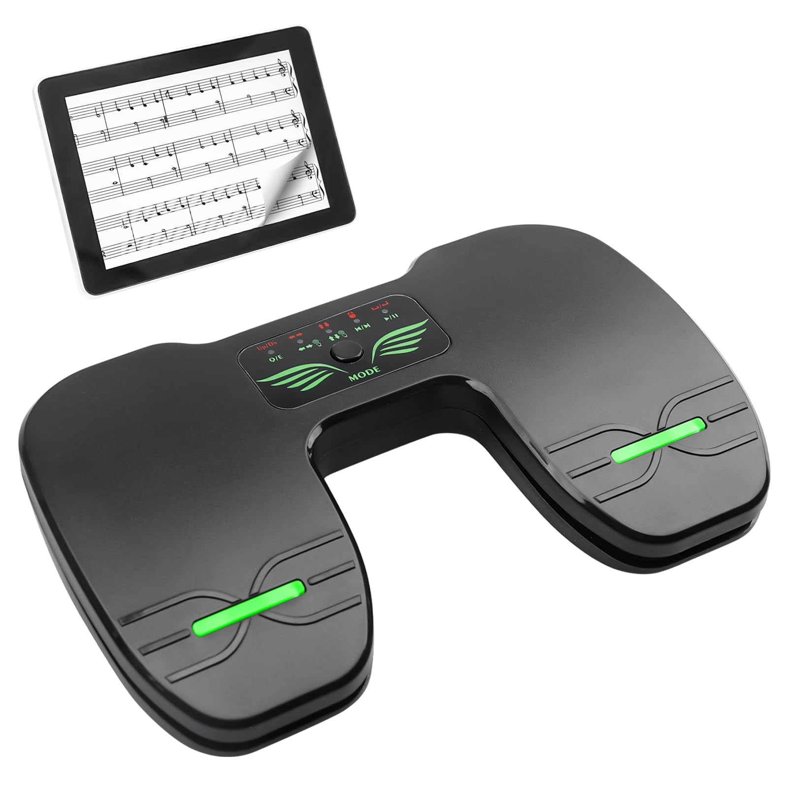 Pedal de giro de página Bluetooth, pedal de giro de página inalámbrico, interruptor de pie multifuncional, controlador de lectura de música recargable para tabletas, teléfonos inteligentes (negro)