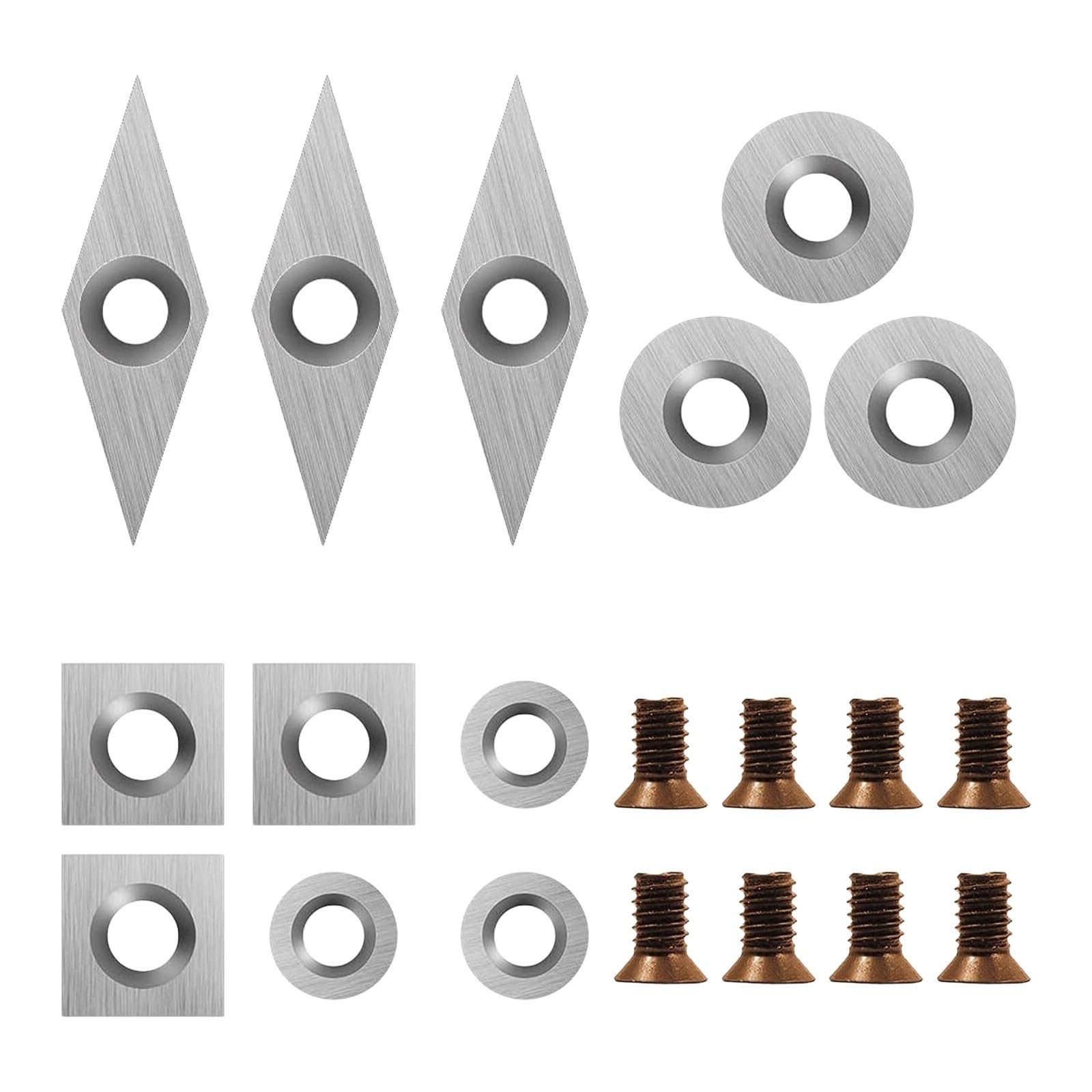 20pcs/Set Tungsten Carbide Cutters with Screws, Lathe Turning Inserts Durability Woodworking Blade Kit